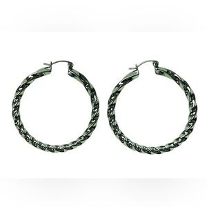 NWT Rumored Cher Twisted Hoops Earrings Sterling Silver Plated